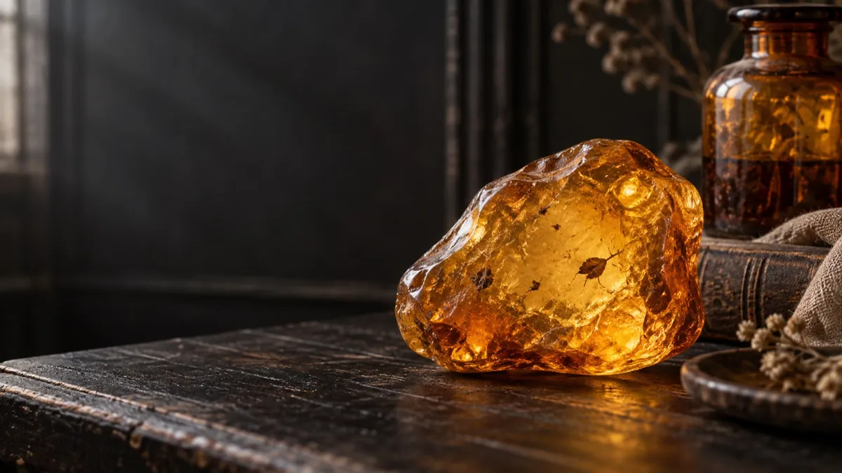 Amber crystal — photograph of the stone