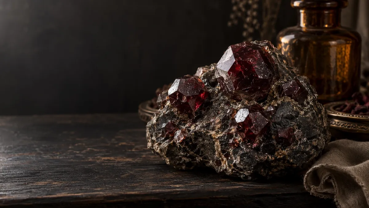 Garnet crystal — photograph of the stone