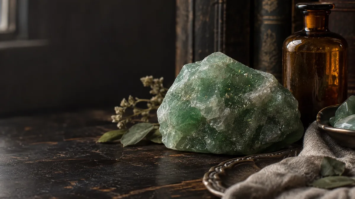 Green Aventurine crystal — photograph of the stone