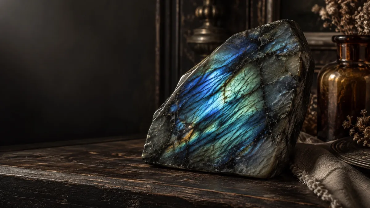 Labradorite crystal — photograph of the stone