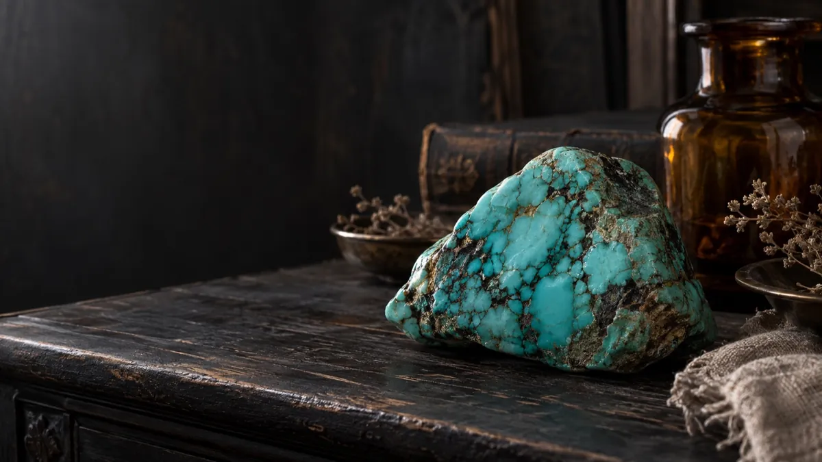 Turquoise crystal — photograph of the stone