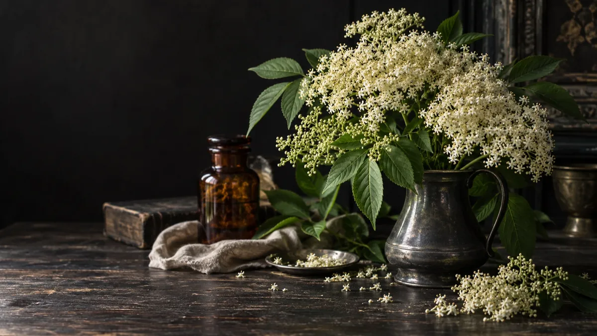 Elderflower (Sambucus nigra) — photograph of the herb