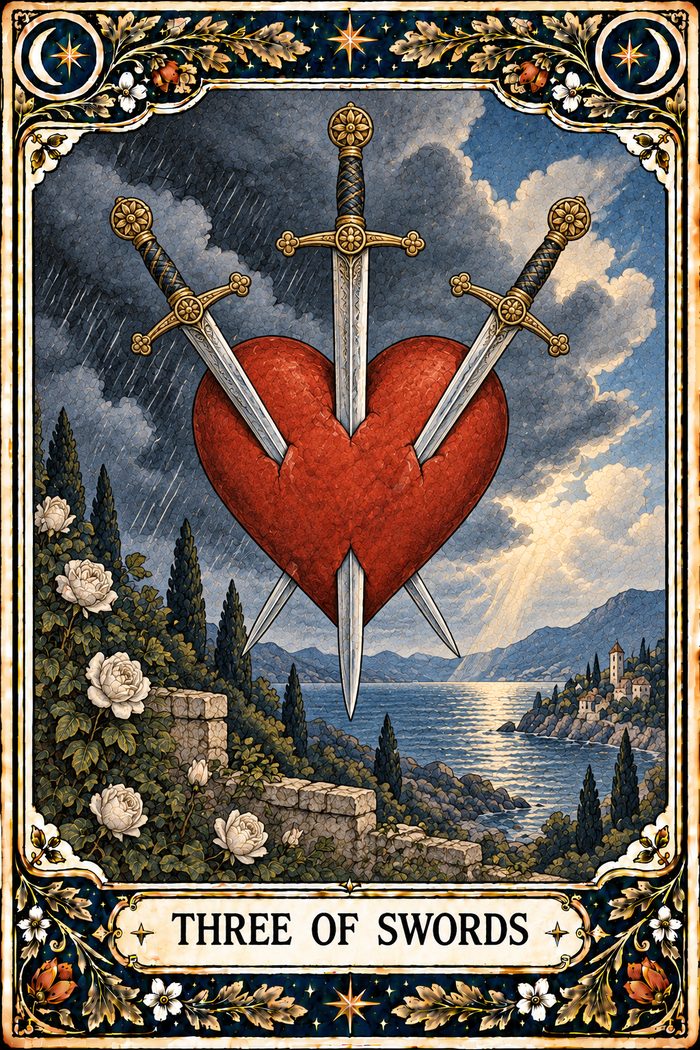 Three of Swords tarot card